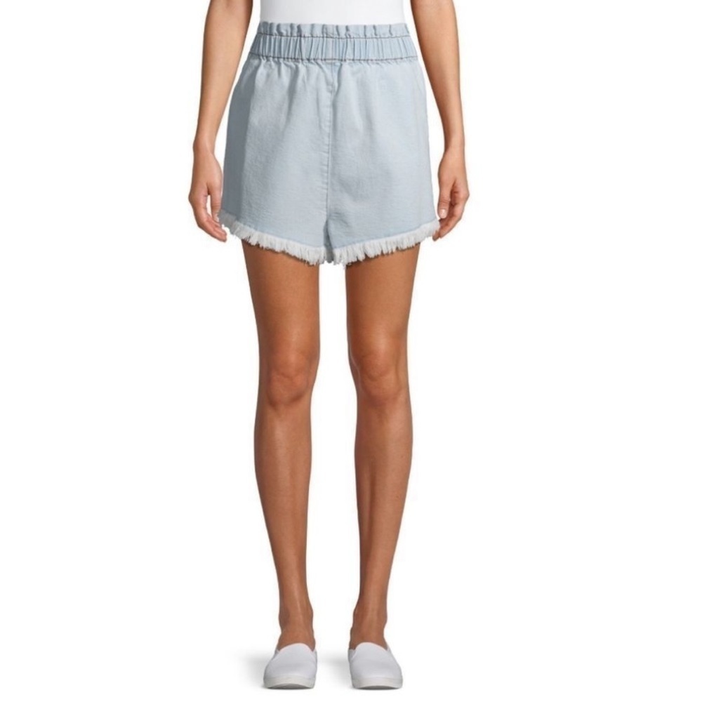 Material Girl Sz M High Rise cut off pull on shorts wide paper bag waist band